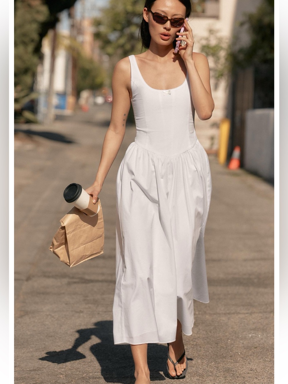 ZARA CORSET STYLE POPLIN MIDI DRESS